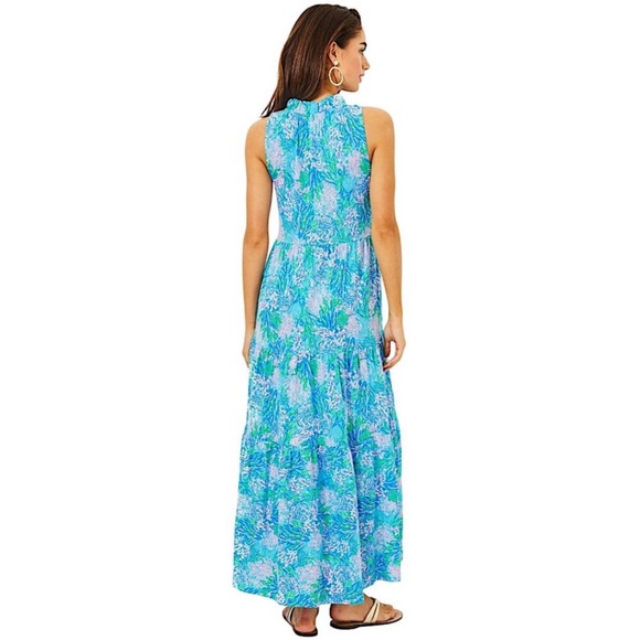 Lilly Pulitzer Malone Cotton Maxi Dress in  Las Olas Aqua NWT - Size Small - Picture 3 of 7